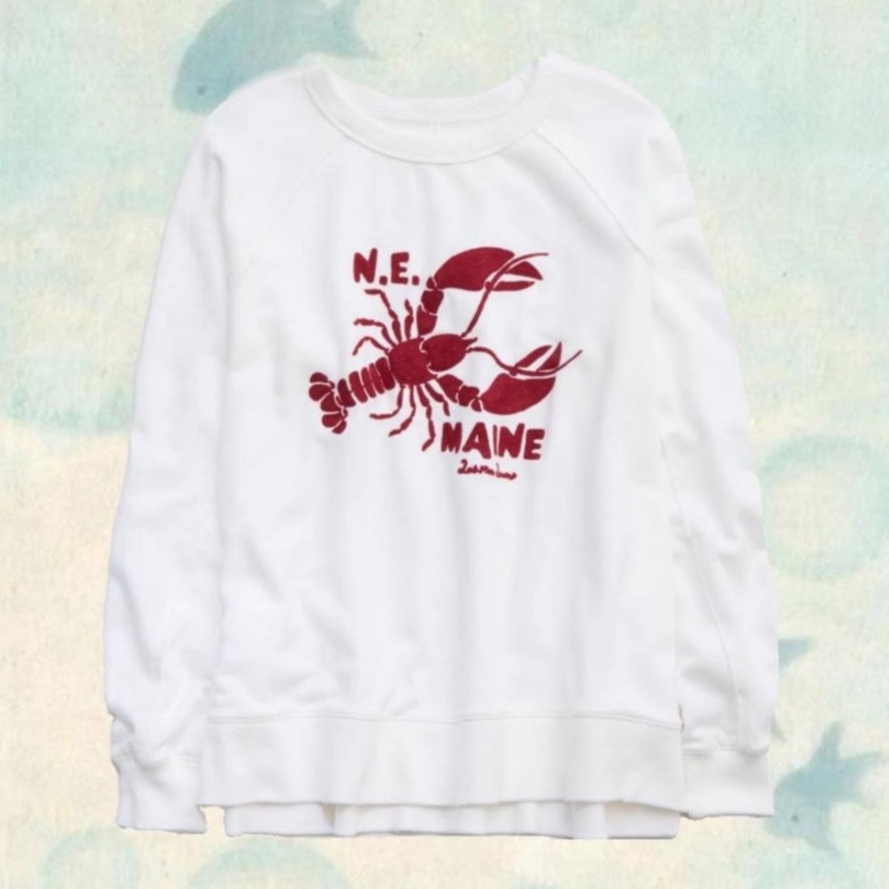 Aerie White Oversized Red and White Sweatshirt, size M
